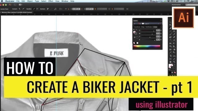 'My Fashion Tutor - Adobe Illustrator - Technical Flats for beginners  - Womens Biker jacket   part 1'