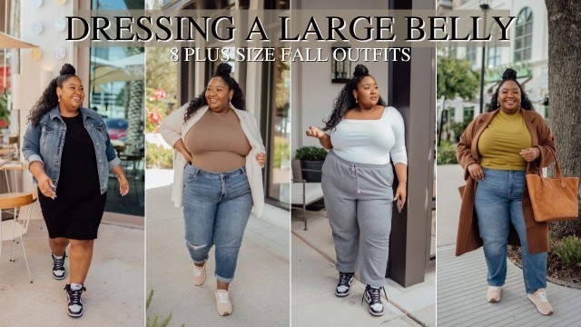 '8 PLUS SIZE FALL OUTFITS FOR A LARGE BELLY | HOW TO DRESS YOUR APPLE SHAPE | FROM HEAD TO CURVE'