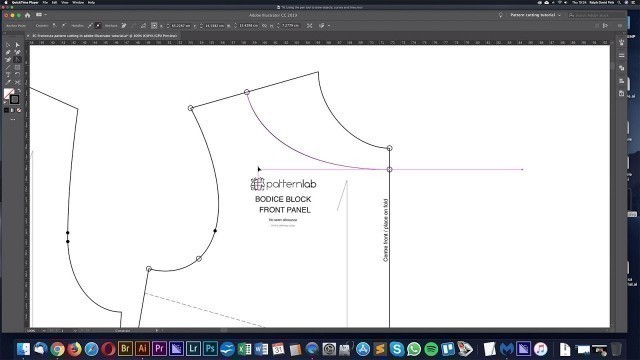 'Using the pen tool to draft patterns in Adobe Illustrator - Digital pattern cutting tutorial'