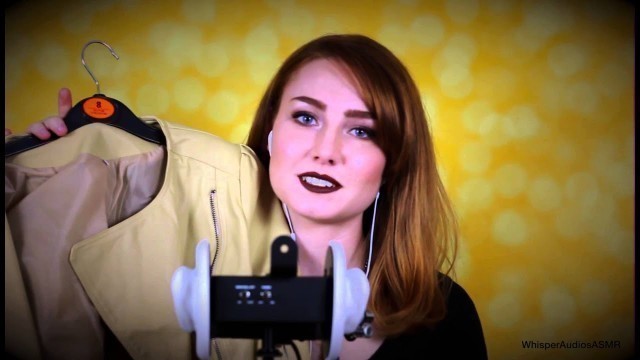 'ASMR - Ear to Ear Binaural Whispering Fashion Haul - Fabric and Leather Sounds!'