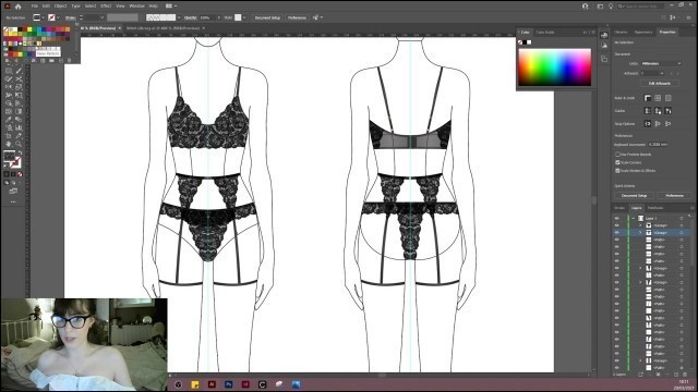 'How To Use Lace on CAD - Illustrator, Lingerie Design, Fashion Contour'