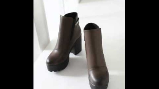 'Simple thick high heel women\'s shoes fashion boots.avi'