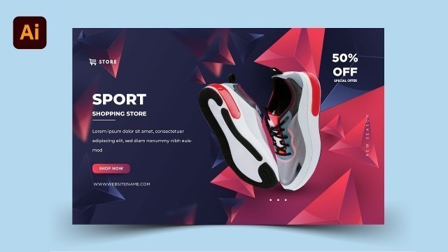 'Illustrator Tutorial | Horizontal Sport Fashion Shoes Banner'