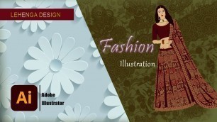 'How to draw lehenga in adobe illustrator/Print & Pattern/Fashion Illustration'