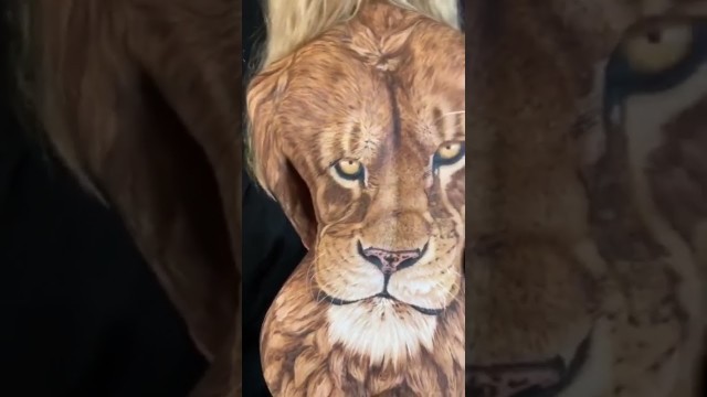 'Lioness Body Makeup Art Illusion |FashionWorld| #lion #bodyart #illusion #fashion #reels'