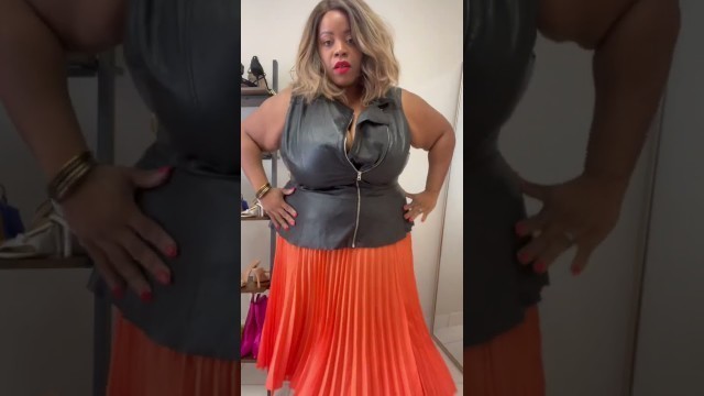 'Faux leather Fall fashion #plussize #plussizefashion'