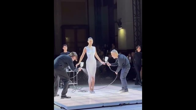 'Bella Hadid Gets a Dress Spray-Painted on Her Body at Coperni'