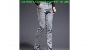 'Slide Mens Casual Pants Korean Slim Trousers Plaid Pants Gray Business Straight Business Casual Mal'