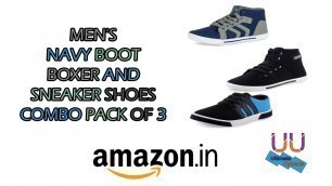 'MEN\'S NAVY BOOT BOXER AND SNEAKER SHOES COMBO PACK OF 3 UNBOXING'