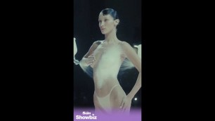 'Bella Hadid has a dress sprayed on her live at Coperni show #shorts'