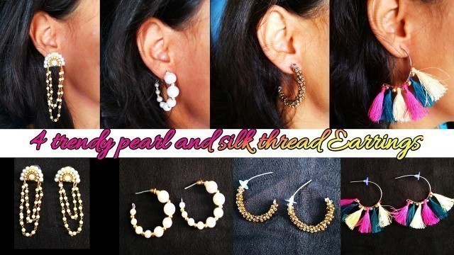 '4 types of trendy earrings making//Handmade earrings//Girls Fashion//Crafts Vine'