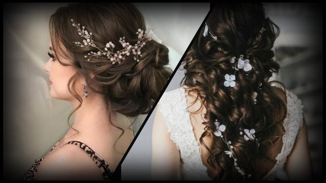 'Beautiful Bride Hairstyle / Hairstyle with chic bridal hair pins / Floral Hair Vine Hairstyles'