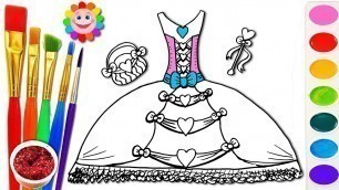 'Barbie Fashion Dress Coloring Page | Learn Colors For Girls and Kids'