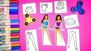 'Coloring Dress Up Barbie Shirts + shirts Clothing Coloring Pages for Girls with Fidget Spinners 