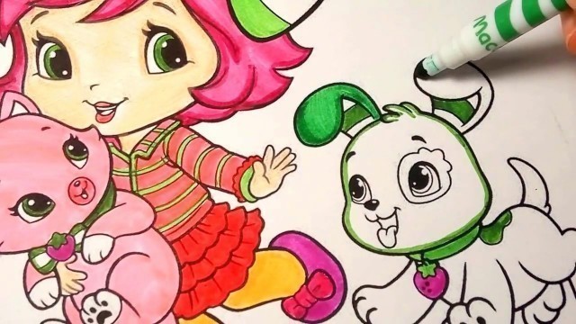 'Coloring Pages Baby Strawberry Shortcake with Cat Custard and Puppy Pupcake Learn Colors by coloring'
