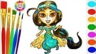 'Princess Jasmine Fashion Coloring Page  Kids Learn  Colors for Children'