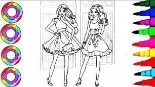 'Colouring Drawings Disney\'s Barbie and Rachel Rainbow Sparkle Dress Coloring Pages Disney Brilliant'