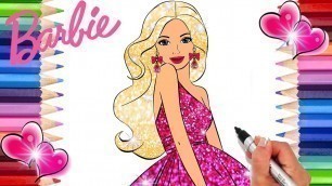 'Glitter Barbie Dress Coloring Page | Barbie Coloring Book | Printable Barbie Coloring Page | Rainbow'