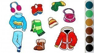 'Coloring Clothes For Winter | Coloring Pages for Kids | Colorful House Tv'