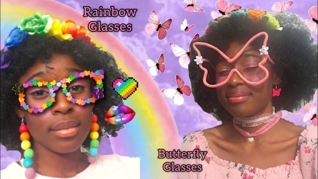 'DIY Butterfly glasses rainbow earrings kidcore diy bead kawaii decora kei aesthetic accessories'