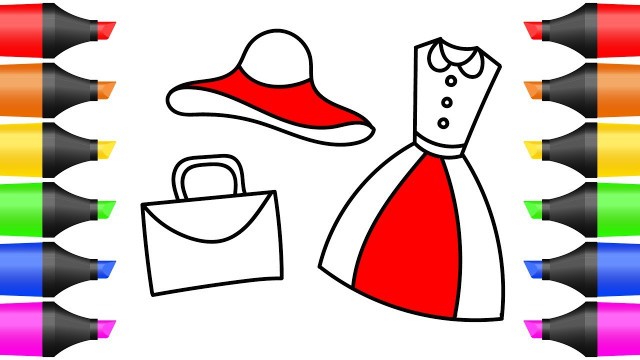 'How to Draw Dress Handbag Hat | Clothes for Girls | Art Coloring Pages for Girls'