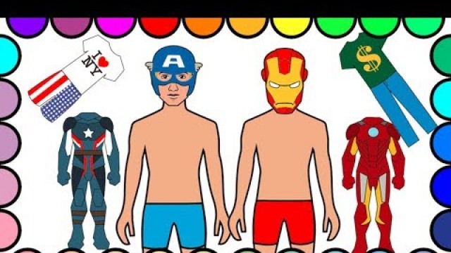 'Disney Superheroes Coloring Pages - Captain America & Iron Man Dress up - Art Colours for Kids'