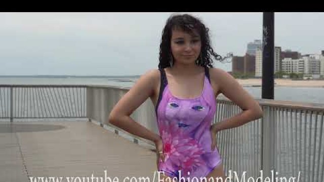 'Teenager and kids fashion show with swimwear at the Coney Island Pier'