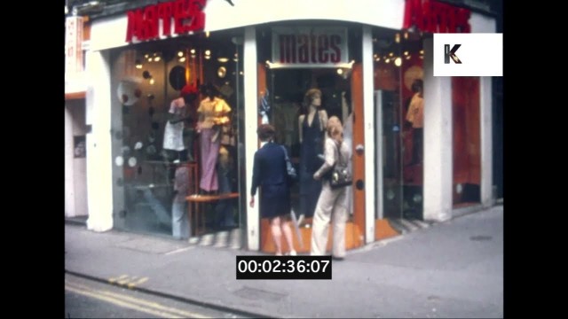 '1970s London, Carnaby Street Shoppers, Fashion, Consumerism, Street Scenes, 8mm'