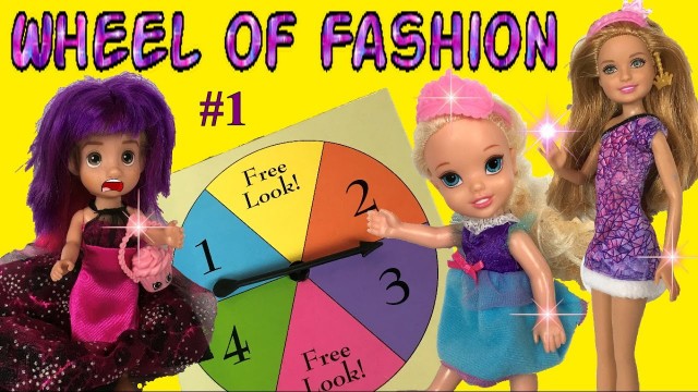 'Anna and Elsa Toddlers Play Barbie Wheel of Fashion Game ! Disney Princesses Toys and Dolls Stories'