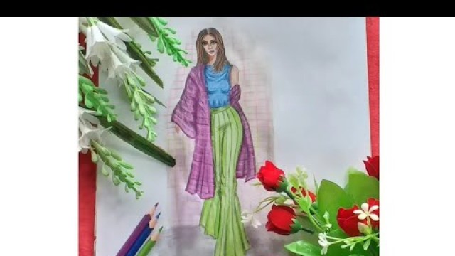 'How to draw a girl with beautiful dress | clothes style, fashion drawing | Dream Designer |'