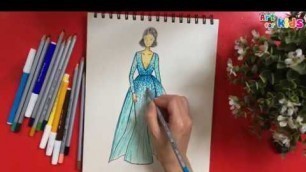 'How to draw a party dress | How to draw fashion clothes | Art for kids'