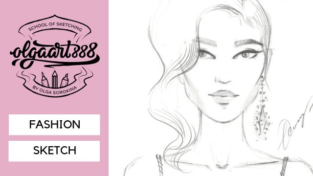 'Free fashion illustration course: how to draw a face, pencil drawing/Part 1'