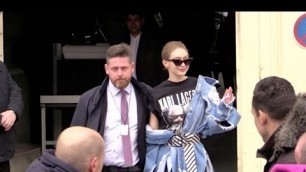 'Gigi Hadid coming out of the 2017 Chanel show in Paris'