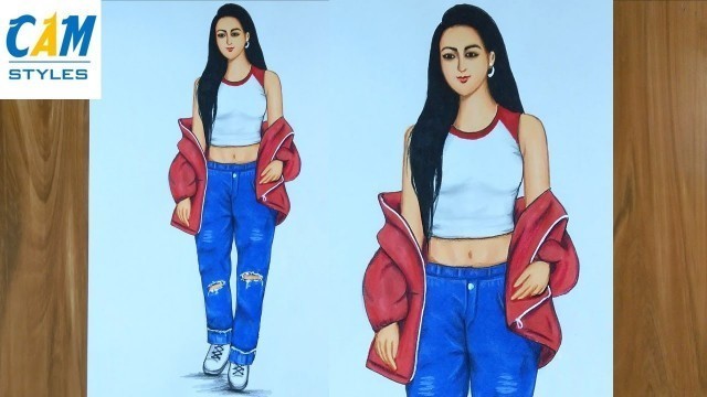 'Fashion stylish girl drawing | Stylish Girl In Fashion Clothes'