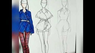 'Drawing clothes. fashion designer رسم ملابس تصميم ازياء'