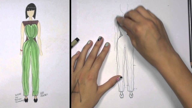 'How to Draw Clothes for Beginners Fashion Designing: Green and Brown Jumpsuit | KT'