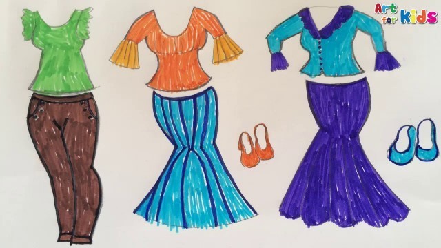 'How to draw fashion clothes for kids | How to draw dresses for kids 2 | Art for kids'