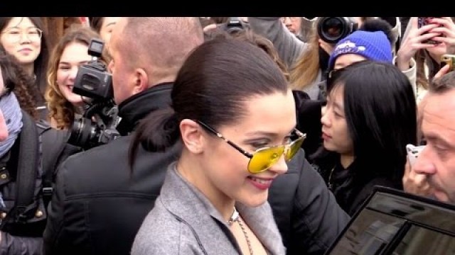 'Bella Hadid coming out of the 2017 Chanel show in Paris'