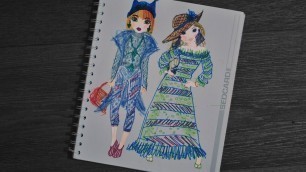 'Fashion models with make-up and blue clothes | Mothers drawings | Top Model design book'