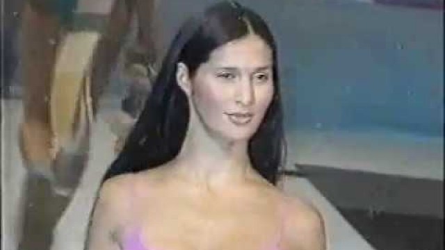 'fake snow at underwear fashion parade Melb Aust.'