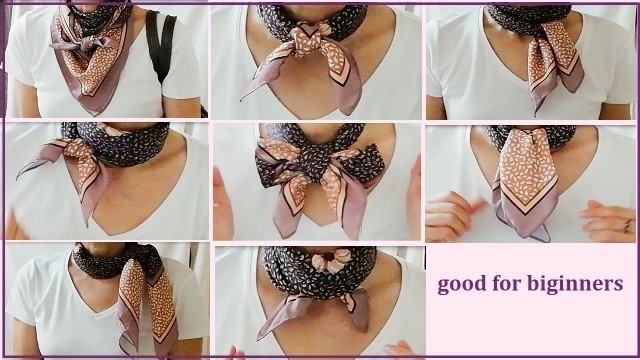 '♥8 ways to tie a brown scarf for 2019 fall fashion trend  秋のトレンドスカーフで８アレンジ'