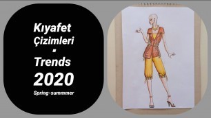 'Kıyafet Çizimleri - How To Drawing Clothes - Trends 2020 Spring-Summer -Moda Tasarım Çizimleri'