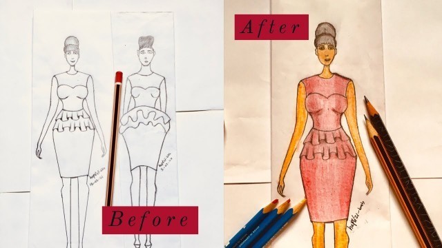 'How to paint a clothed Fashion croquis| Fashion illustration |#shorts'