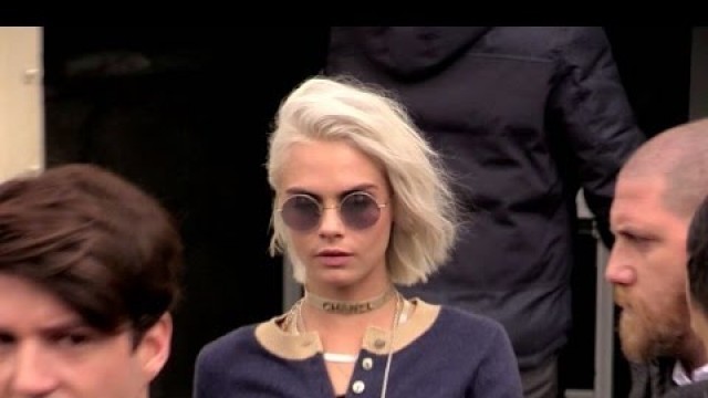 'Cara Delevingne coming out of the 2017 Chanel show in Paris'