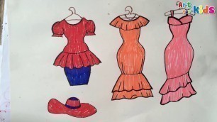 'How to draw fashion clothes for kids 13 | How to draw dresses for kids | Art for kids'