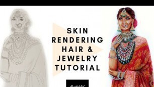 'How to do Skin rendering, Hair, Jewelry in Fashion Illustration | Braided art'