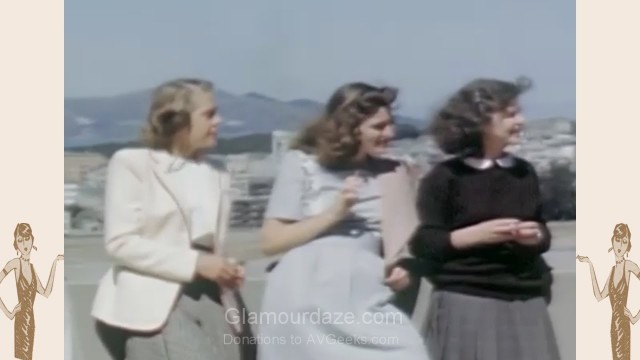 'Vintage 1940\'s College Girl Fashion | 1944 Color Film'