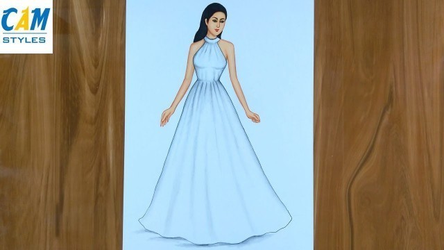 'How to draw a girl with beautiful dress | Clothes Style | Fashion drawing | Clothes style design'