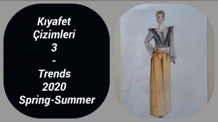 'Kıyafet Çizimleri 3 - How to Drawing Clothes -Trends 2020 Spring-Summer -  - Moda Tasarım Çizimleri'