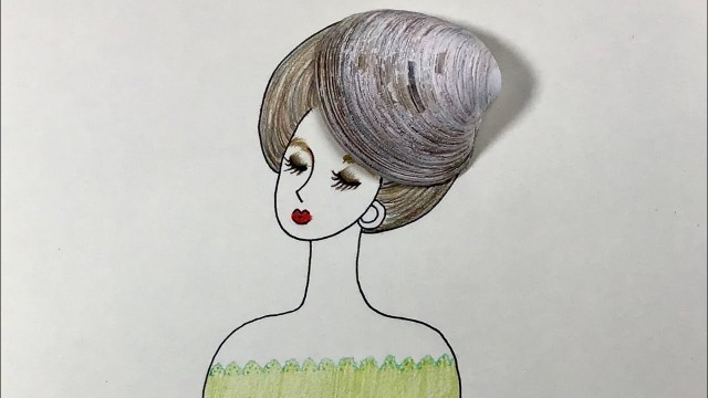 'A lady with clam shell hair - 3D illustration use object to create hair styles'